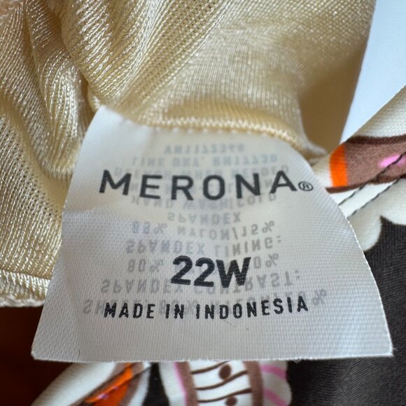 Vintage Merona‎ Plus Size 22W Paisley Print Ruched Tankini Top With Built-In Bra - Picture 5 of 9